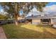 Spacious backyard with grassy lawn, mature tree, and solar panels at 2328 N Roca St, Mesa, AZ 85213