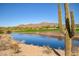 Scenic view of a golf course with a pond and mountain backdrop at 41120 N Congressional Dr, Anthem, AZ 85086