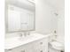 Modern bathroom with white cabinets, quartz countertop, and tile shower at 6900 E Princess Dr # 2183, Phoenix, AZ 85054