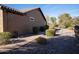 Rear view of the house showcasing a gravel backyard and walkway at 7032 N Petersburg Ct, Florence, AZ 85132