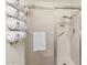 Bathroom with a shower stall and glass enclosure at 10728 W Cheryl Dr, Sun City, AZ 85351