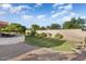 Landscaped backyard with grassy area and brick wall at 14102 W White Rock Dr, Sun City West, AZ 85375