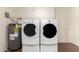 Laundry room with washer, dryer, and water heater at 18001 N 99Th Dr, Sun City, AZ 85373