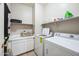 Convenient laundry room with washer, dryer, and storage shelves at 1225 N 36Th St # 1032, Phoenix, AZ 85008