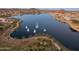 Aerial view of lake with fountains and landscaping at 17957 W Fairview St, Goodyear, AZ 85338