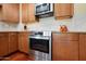 Stainless steel oven and granite countertops in this modern kitchen at 310 S 4Th St # 1310, Phoenix, AZ 85004