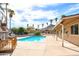 Inviting backyard oasis featuring a sparkling pool, patio, and playhouse at 15839 N 19Th St, Phoenix, AZ 85022