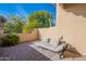 Private patio with brick pavers and comfortable seating area at 9070 E Gary Rd # 147, Scottsdale, AZ 85260