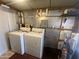 Clean laundry room with washer and dryer, and extra shelving at 2205 W Klamath Ave, Apache Junction, AZ 85119