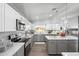 Modern kitchen with stainless steel appliances, white and gray cabinets, and an island at 509 S Honeysuckle Ln, Gilbert, AZ 85296