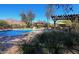 Relaxing community pool with mountain view and shaded seating areas at 11163 E New Frontier Ct, Gold Canyon, AZ 85118