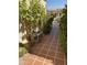 Landscaped backyard with tile patio, mature plants, and wrought iron gate at 17937 W Weatherby Dr, Surprise, AZ 85374
