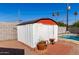 Storage shed and refreshing pool, ready for summer fun at 14029 N 32Nd Pl, Phoenix, AZ 85032