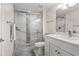 Updated bathroom with marble shower and vanity at 7009 E Acoma Dr # 1105, Scottsdale, AZ 85254
