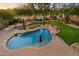 Aerial view of the backyard oasis, showcasing pool and spa at 22426 N 54Th Pl, Phoenix, AZ 85054