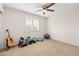 Spacious bedroom with carpeted floor and window shutters at 2161 E Gemini Dr, Tempe, AZ 85283