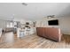 Open concept living room with hardwood floors and kitchen views at 2161 E Gemini Dr, Tempe, AZ 85283