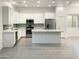 Modern kitchen with island, stainless steel appliances, and white cabinetry at 2550 N 149Th Ave, Goodyear, AZ 85395