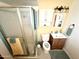 Bathroom with shower, toilet, vanity, and storage cabinet at 404 E Paseo De Isabella --, Casa Grande, AZ 85122