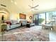 Spacious living room featuring a stylish seating arrangement and large windows at 10063 E Cinnabar Ave, Scottsdale, AZ 85258