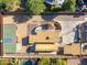 Overhead view of house, pool, and basketball court at 8340 E Thomas Rd, Scottsdale, AZ 85251