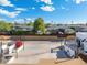 Backyard patio with concrete and wrought iron accents at 8340 E Thomas Rd, Scottsdale, AZ 85251