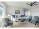 Spacious living room with light colored sofa and armchairs at 1436 E Downing St, Mesa, AZ 85203
