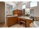 Bathroom with granite vanity, soaking tub and walk in shower at 5622 E Sugarloaf Trl, Cave Creek, AZ 85331