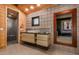 Spa-like bathroom with a large walk-in shower, floating vanity, and modern finishes at 13420 E Jomax Rd, Scottsdale, AZ 85262