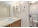 Clean bathroom with single sink vanity and shower/tub combo at 7430 E Chaparral Rd # A207, Scottsdale, AZ 85250