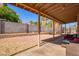 Covered patio overlooking a gravel backyard at 10096 N 63Rd Ave, Glendale, AZ 85302