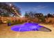 Inviting swimming pool with blue lighting, surrounded by a paved patio and landscaping at 2301 E Parkside Ln, Phoenix, AZ 85024