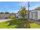 Landscaped backyard with shed and citrus trees at 6643 E Vernon Ave, Scottsdale, AZ 85257