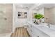 Elegant bathroom with double sinks and a walk-in shower at 3131 N Central Ave # 5017, Phoenix, AZ 85012