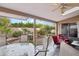 Relaxing patio with a table, chairs, and view of the backyard at 4026 E Larkspur Dr, Phoenix, AZ 85032