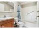 Clean bathroom with shower/tub combo, toilet and vanity at 3330 E Main St # 111, Mesa, AZ 85213