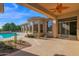 Covered patio with pool access, offering a relaxing outdoor space at 3331 E Indigo Cir, Mesa, AZ 85213