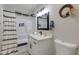 Clean bathroom with a bathtub, shower, and updated vanity at 4035 E Indianola Ave, Phoenix, AZ 85018