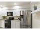 Modern kitchen features stainless steel appliances and white cabinetry at 547 N 98Th Pl, Mesa, AZ 85207