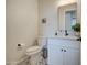Clean bathroom with white vanity, patterned tile floor, and modern fixtures at 4072 E Weston Ln, San Tan Valley, AZ 85140
