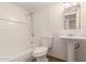 Updated bathroom with pedestal sink and shower at 600 S Dobson Rd # 75, Mesa, AZ 85202