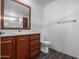 Bathroom with wood cabinets, a sink, and toilet at 17200 W Bell Rd # 511, Surprise, AZ 85374