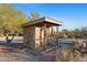 Rustic storage shed with western decor at 26639 N 132Nd St, Scottsdale, AZ 85262