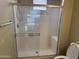 Clean shower with glass enclosure and tiled walls at 1335 E June St # 239, Mesa, AZ 85203