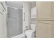 Bathroom with shower, toilet, and linen cabinet at 7950 E Keats Ave # 156, Mesa, AZ 85209