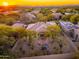 Aerial view showcasing backyard oasis with fire pit at 32427 N 71St Way, Scottsdale, AZ 85266