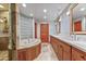 Spa-like bathroom with a large soaking tub, shower and double vanity at 8437 N 84Th Pl, Scottsdale, AZ 85258