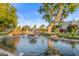 Serene water features with lush landscaping and seating at 8437 N 84Th Pl, Scottsdale, AZ 85258