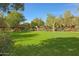 Lush greenbelt area with desert trees, cacti, and flowering plants at 19550 N Grayhawk Dr # 1144, Scottsdale, AZ 85255