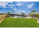 Landscaped backyard featuring a kidney-shaped pool and lush grass at 12550 E Silver Spur St, Scottsdale, AZ 85259